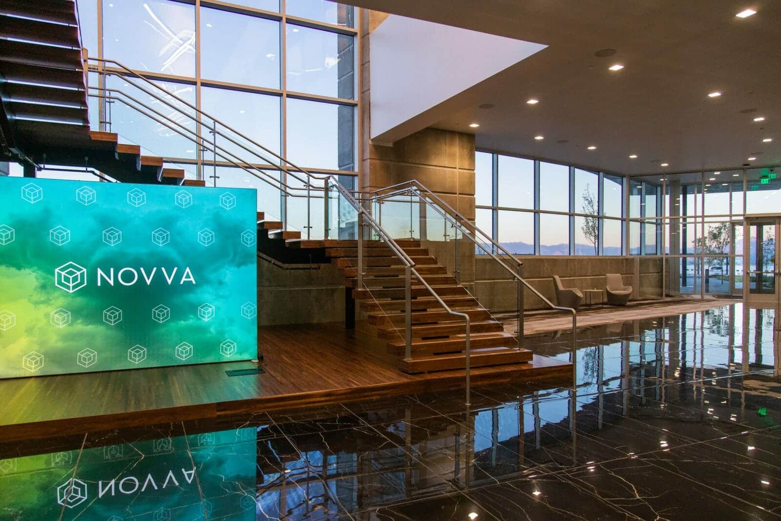 The interior of a Novva data center lobby