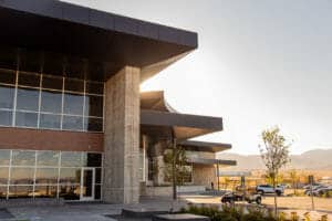 An external shot of a data center building